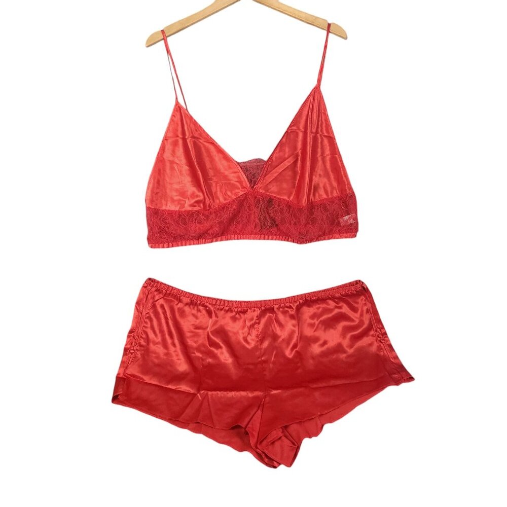 Fredericks Of Hollywood Delphine Lace & Satin Red Sleep Set Size 1X Plus